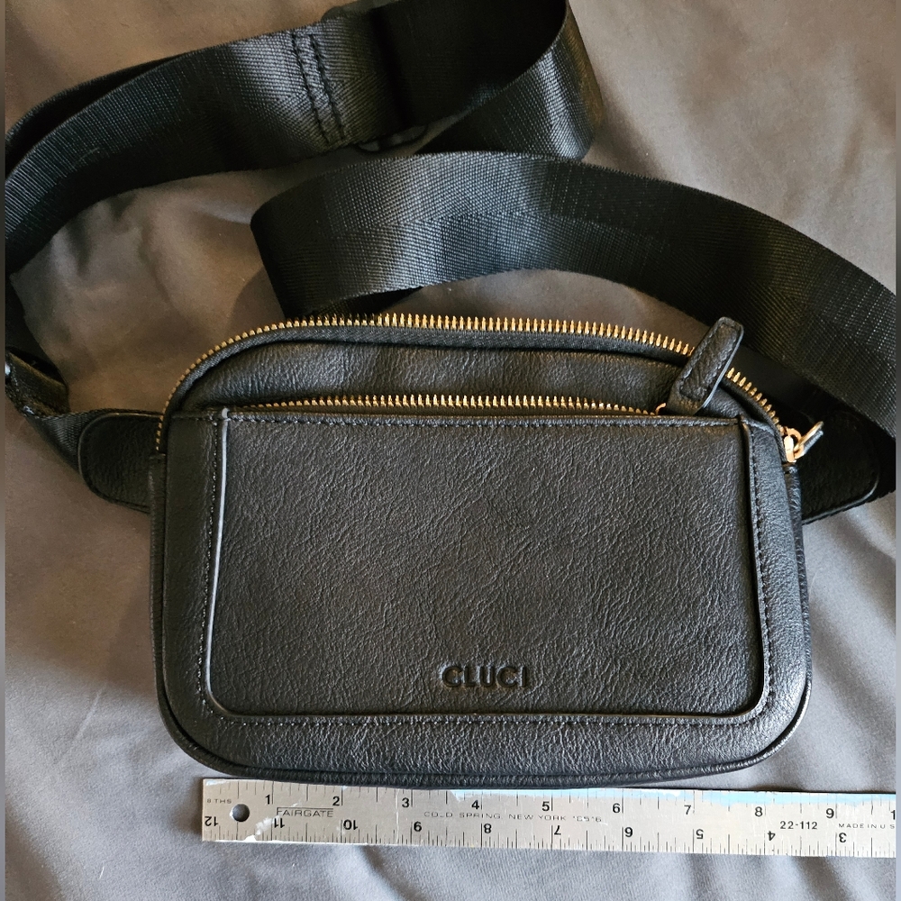 Cluci Black Leathet Belt Bag Crossbody